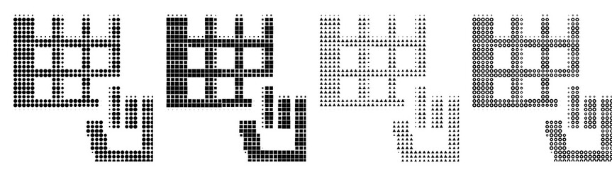 Fototapeta premium Retro halftone icon collection - enter pin. Authentication security and user identity verification. Vintage dot pattern illustration. Vintage editorial illustration.
