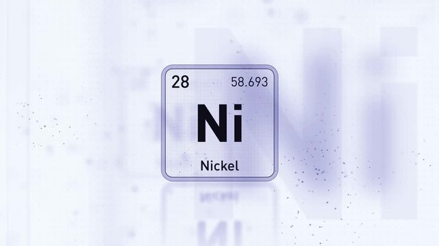 Periodic Table Element Nickel Ni Animation. Modern And Minimal Design.