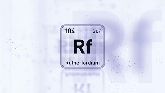 Periodic Table Element Rutherfordium Rf Animation. Modern And Minimal Design.