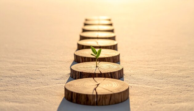 New Growth Emerging Along Wooden Path Toward Light