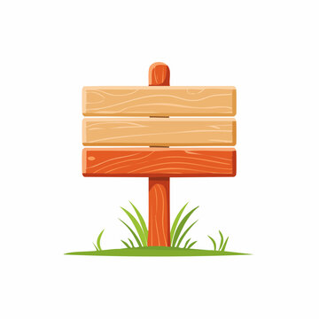 Wooden Signpost with Three Blank Boards and Grass
