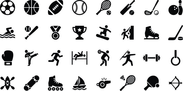 Comprehensive sports icons set vector graphics for games apps and website design