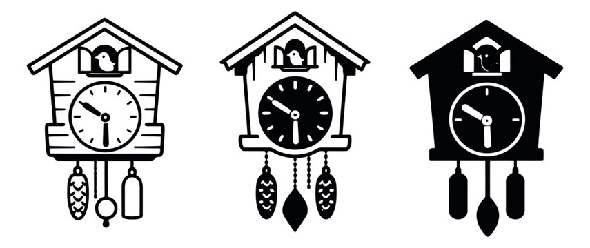 Stylized cuckoo clock set featuring a bird and clock face for timekeeping and decoration