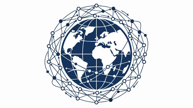 Global Network Connectivity: An abstract graphic depicts the interconnectedness of the world, with a globe surrounded by a network of lines and nodes.