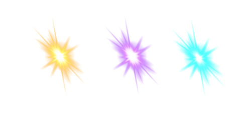 Three vibrant light streaks yellow purple and teal abstract shapes © Rabiya