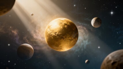 Naklejka premium Planets in space with stars