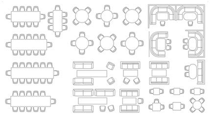 Obraz premium Furniture Top View Icons for Floor Plan and Architectural Design