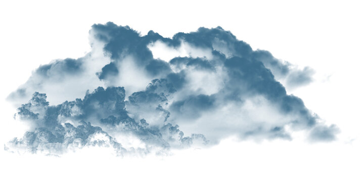 Single cumulus cloud with blue tones atmosphere background beautiful contrast drifting ethereal floating heavenly movement as transparent PNG