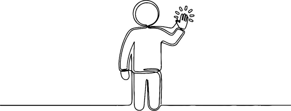 Person waving hand in continuous line art style