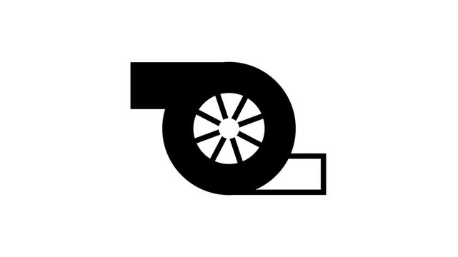 black Automotive turbocharger icon isolated on white background.