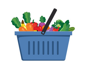 grocery basket filled with a variety of fresh organic vegetables and fruits © Heena_Rajput