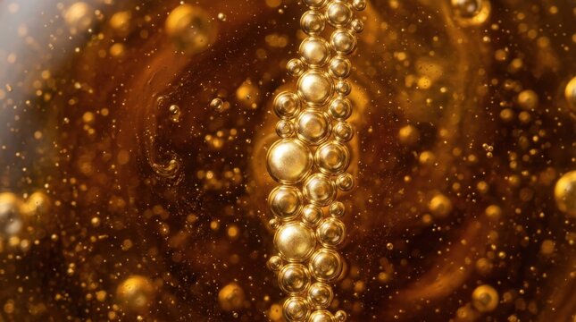 Golden Bubbles and Swirls in Warm Amber Fluid