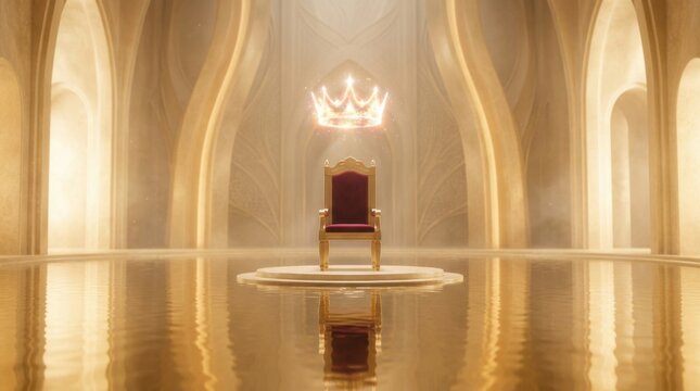 Majestic Golden Throne in an Ethereal Sunlit Palace