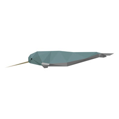 Narwhal side view lowpoly © Vexels