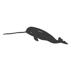 Narwhal tusk flipper tail silhouette © Vexels