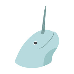 Narwhal tusk head flat sticker © Vexels