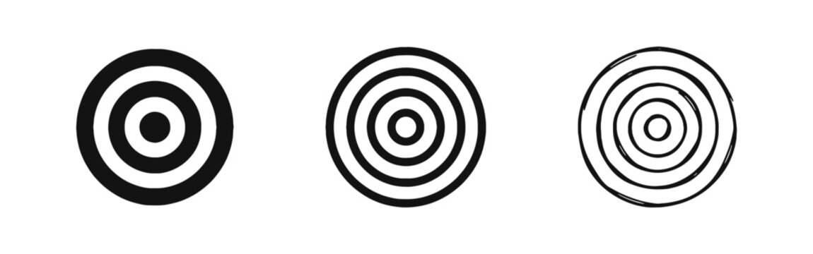 Concentric Circles Target Icon Set for Business Strategy Goal and Focus Concepts