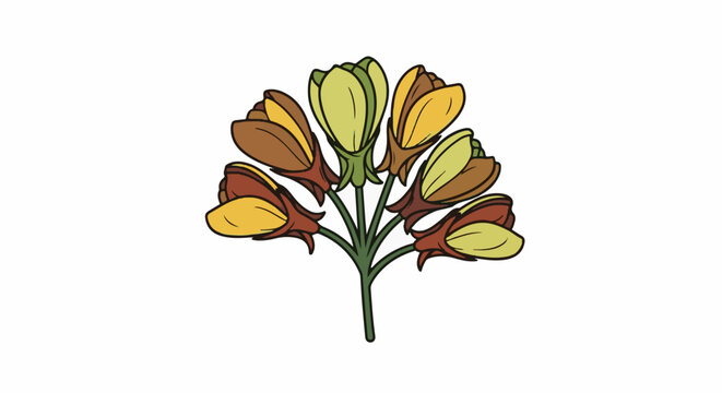 Stylized illustration of multiple bell-shaped flowers on a single stem