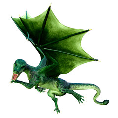 Fototapeta premium 3D Rendering Fairy Tale Dragon on White