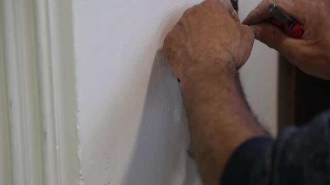 Electrical wiring installation. Electrical wires wall. Wall socket hole. repair, replacement of sockets, electrical wiring. High quality 4k footage