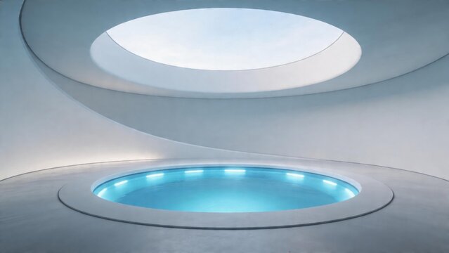 Modern circular pool with skylight