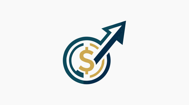 Financial Growth Symbol: Illustrative representation of financial growth with a dollar sign, coins, and upward arrow, a concise visual metaphor for financial success and progress.