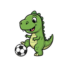 Fototapeta premium Dinosaur playing soccer isolated on transparent background