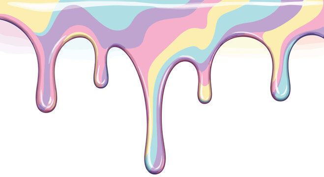 Pastel liquid drip background with vibrant colorful melting paint texture, Generative AI.