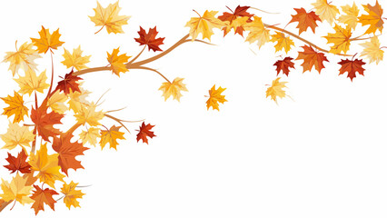 Autumn maple leaves and branch vector illustration with warm colors on a white background high quality professional detailed © Sarathi