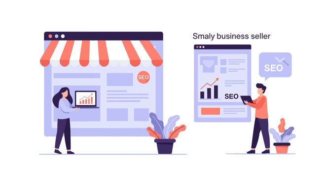 Small Business Seller Optimizing Online Store with SEO Analytics