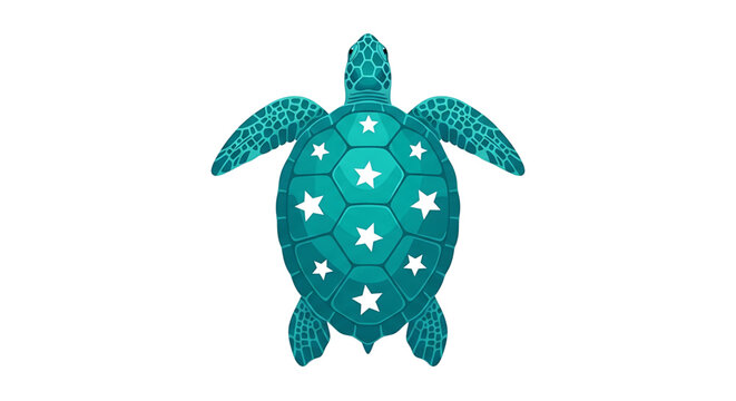 Sea turtle with star pattern on its shell