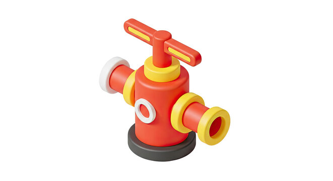 A red and yellow fire hydrant with a white base and a black base.