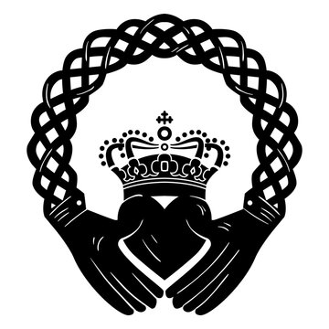 Celtic claddagh ring sketch silhouette