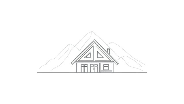 A house with a triangular roof.