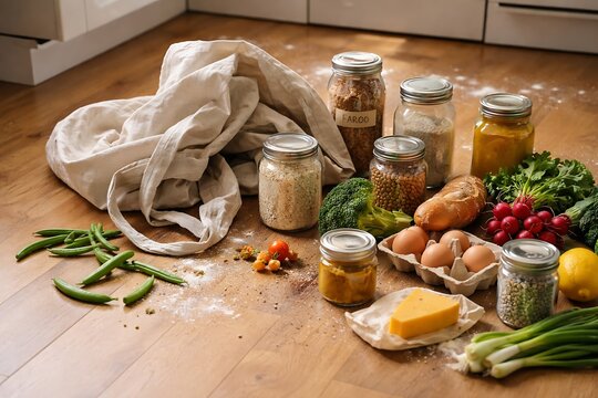 Abundant Fresh Ingredients and Pantry Staples for Healthy Home Cooking