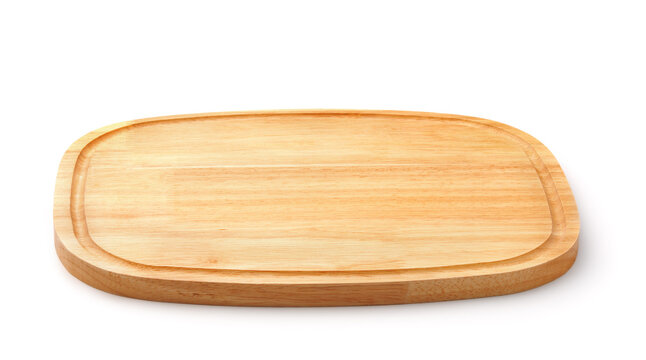 Front view of empty bamboo serving board