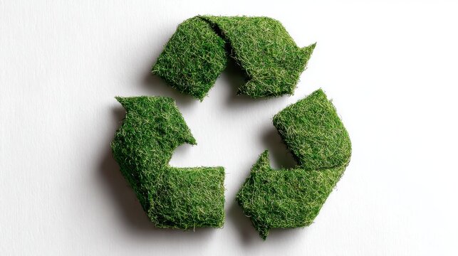 Green recycling symbol isolated on white background, eco-friendly concept for environmental awareness and sustainable practices