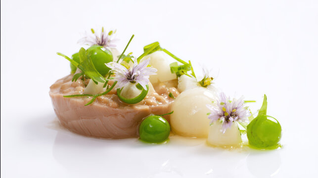 monkfish liver ankimo with ponzu sphere gourmet dish