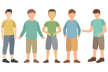 Fototapeta premium Group of Boys Standing and Talking Together Illustration