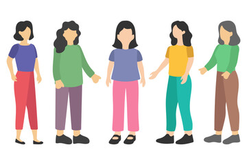Obraz premium Group Of Women Standing Together and Talking Illustration