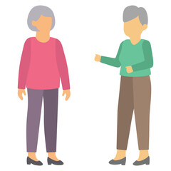 Fototapeta premium Two Elderly Women Standing and Talking Illustration