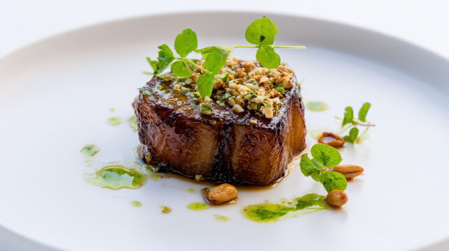 miso roasted celeriac steak with hazelnuts