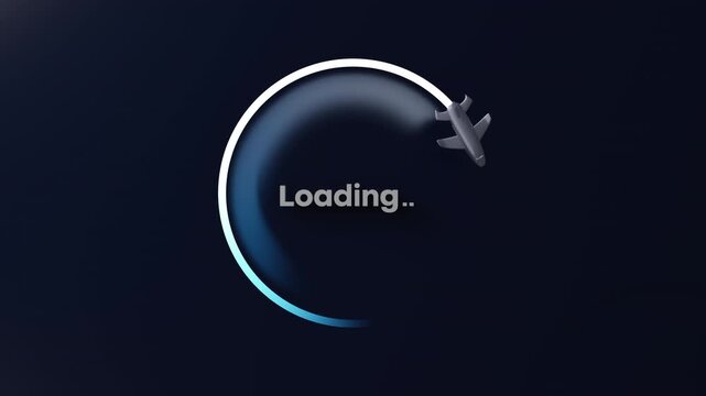 Loading circle animation on dark background. Download or upload status icons. Circle website buffer loader or preloader. Loopable loading animation. Motion graphic. 4K video. 3d rendering illustration