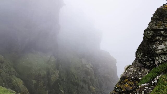 Dramatic view on the path to Monastic settlement on Skellig Michael (Great Skellig), Kerry. The World Heritage Site in Ireland