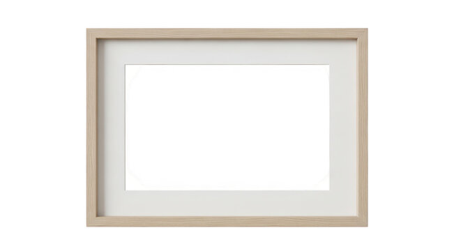 Minimalist empty wooden picture frame with neutral matte finish