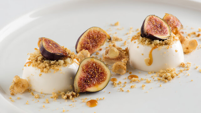 earl grey panna cotta with honey poached fruit