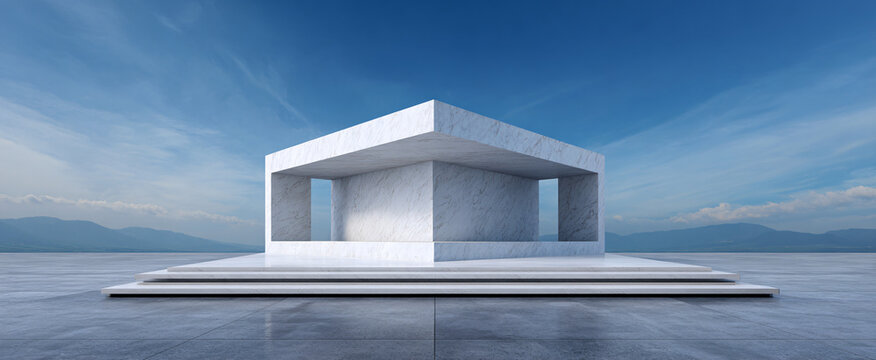 Experience the emotional allure of 3d illustration in sleek silver metallic architecture design.
