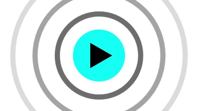 Play Button symbol with big radio wave.