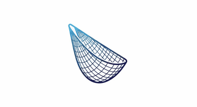 A hand-drawn, blue-gradient fishing net