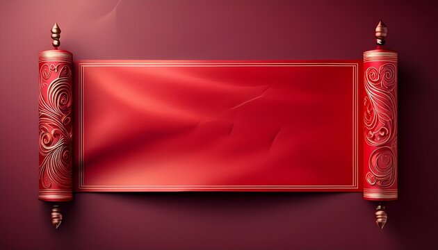 3d red paper scroll